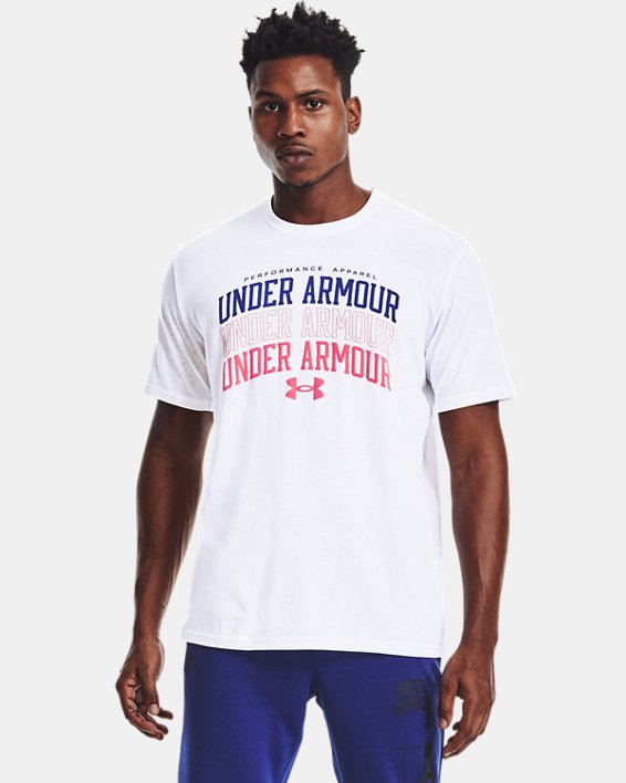 Men's UA Multi Color Collegiate Short Sleeve, White, pdpMainDesktop image number 0